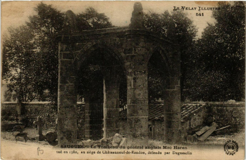 Carte postale ancienne Saugues - Le Tombeau du general anglais Mac Haren à Saugues