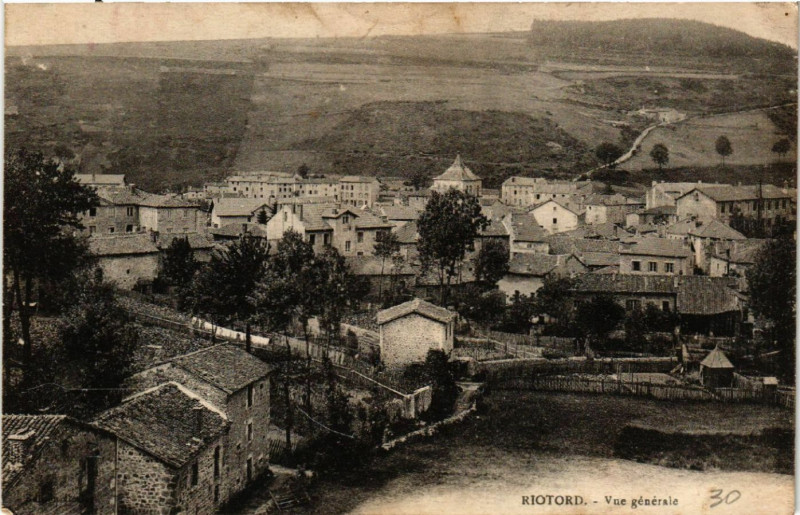 Carte postale ancienne Riotord - Vue générale à Riotord