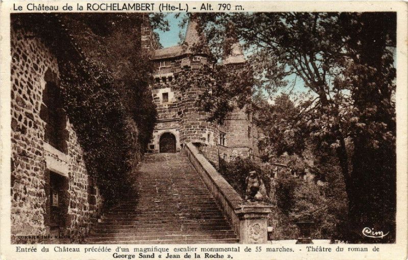 Carte postale ancienne Le Chateau de la Rochelambert (Hte-L.) Alt 790 m Entrée du Chateau