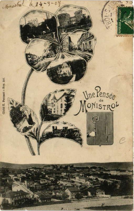 Carte postale ancienne Une Pensée de Monistrol