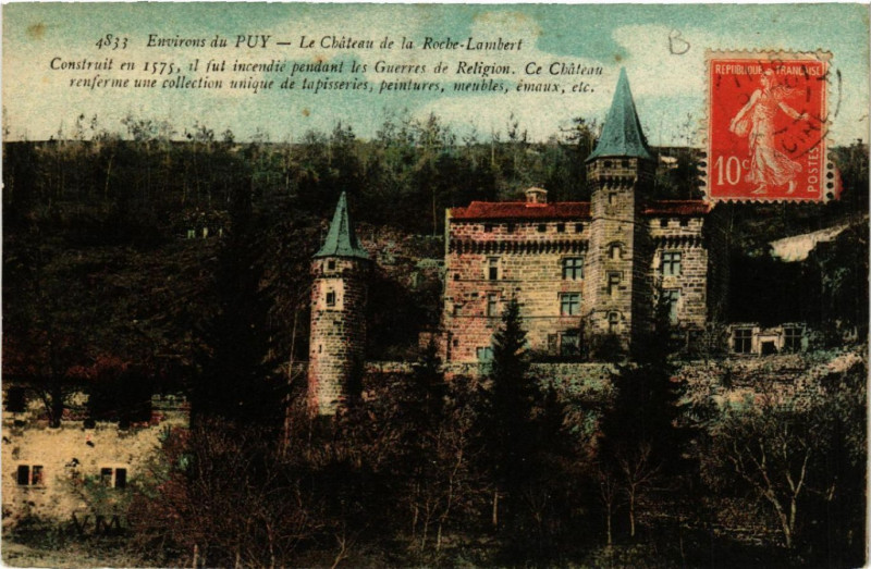 Carte postale ancienne Env. du Puy - Le Chateau de la Roche - Lambert