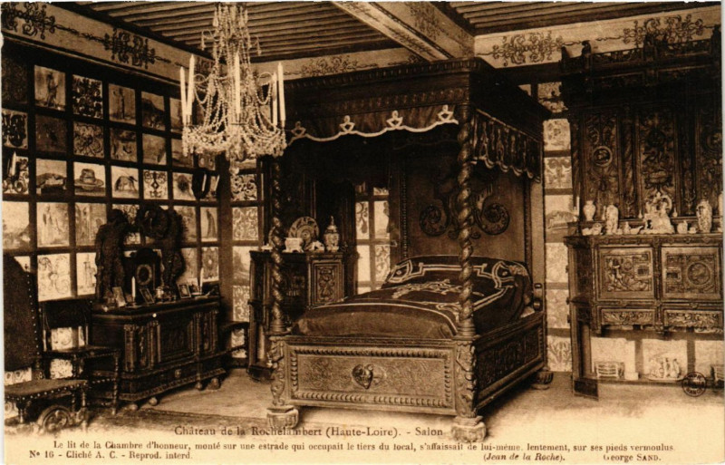 Carte postale ancienne Chateau de la Rochelambert (Haute-Loire) - Salon