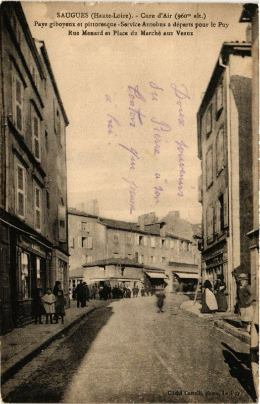 Carte postale ancienne Saugues (Haute-Loire) - Cure d'Air (960 m) - Pays giboyeux et à Saugues