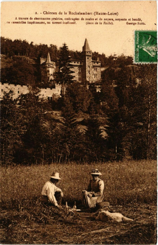 Carte postale ancienne Chateau de la Rochelambert (Haute-Loire) - A travers de