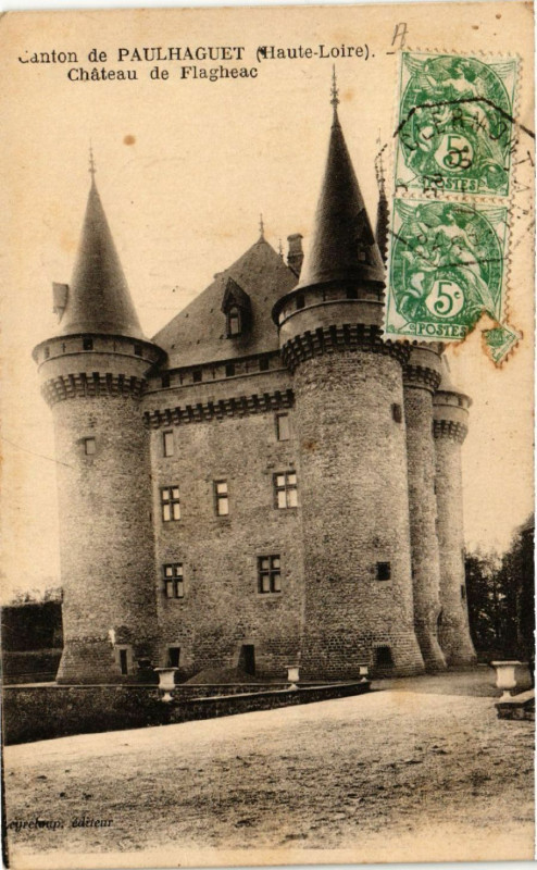 Carte postale ancienne Canton de Paulhaguet (Haute-Loire) - Chateau de Flagheac à Paulhaguet