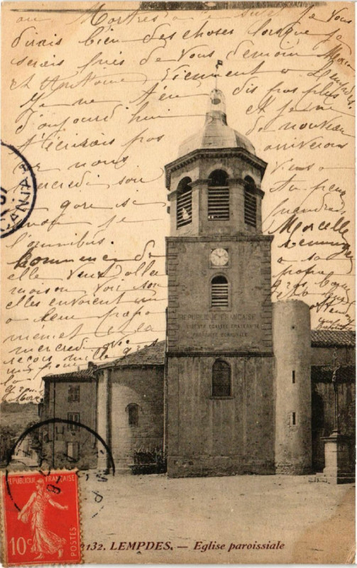 Carte postale ancienne Lempdes - Eglise paroissiale