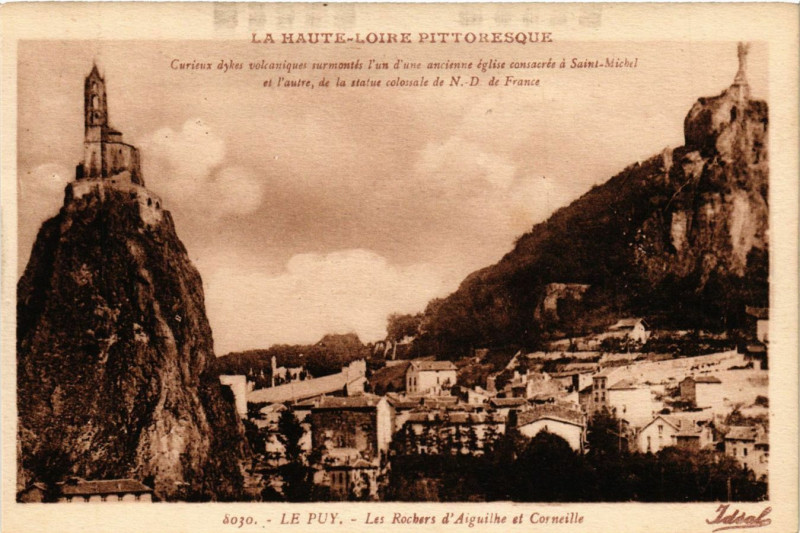 Carte postale ancienne Le Puy - Les Rochers d'Augilhe et Corneille