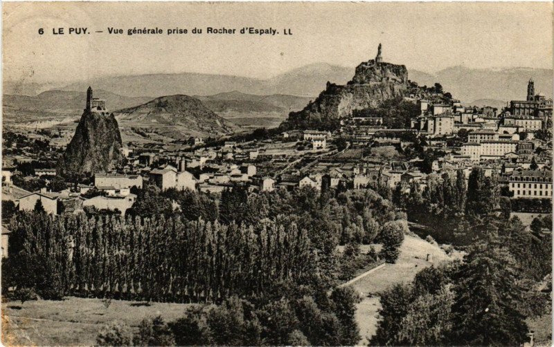Carte postale ancienne Le Puy - Vue générale prise du Rocher d'Espaly