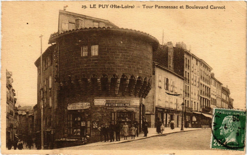 Carte postale ancienne Le Puy - Tour Pannessac et Boulevard Carnot