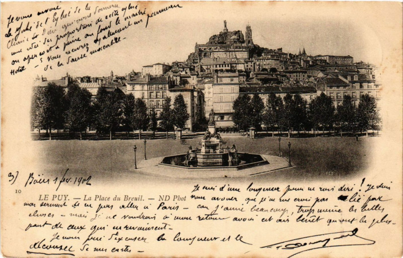 Carte postale ancienne Le Puy - Place du Breuil