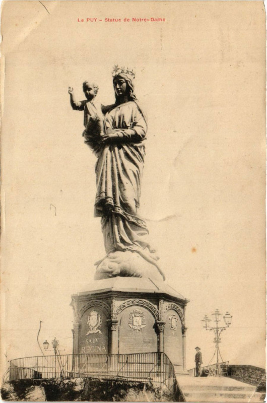Carte postale ancienne Le Puy - Statue de Notre-Dame