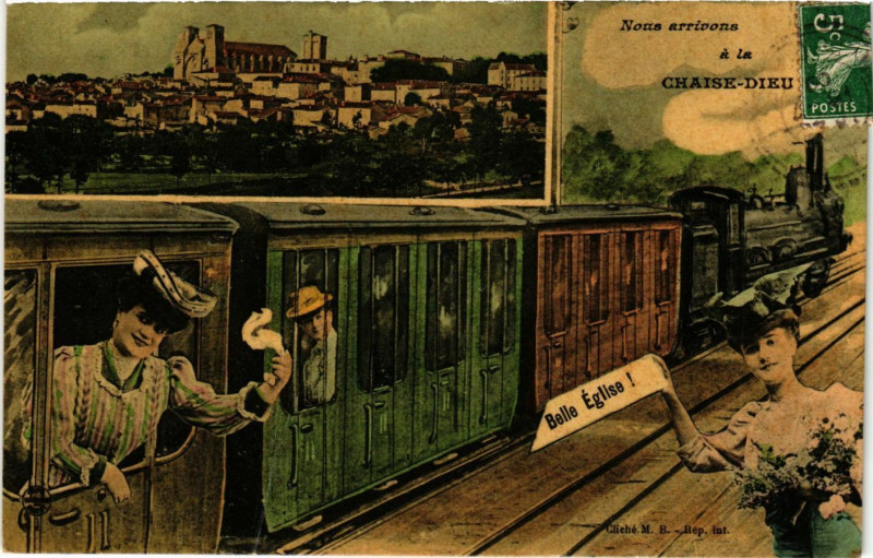 Carte postale ancienne Nous arrivons a la Chaise-Dieu à La Chaise-Dieu