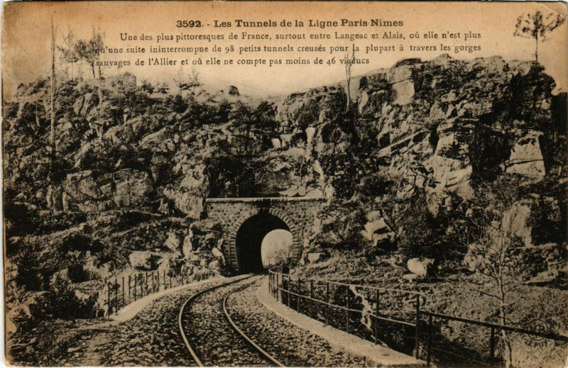 Carte postale ancienne Les Tunnels de la Ligne Paris-Nimes