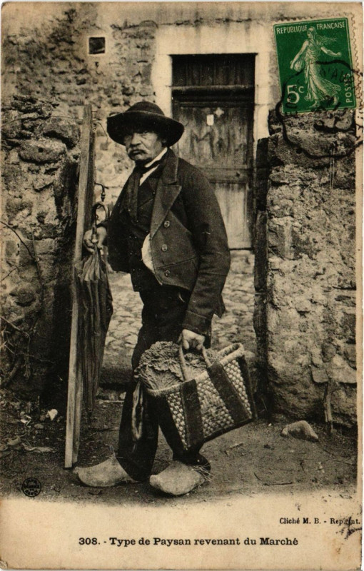 Carte postale ancienne Type de Paysan revant du Marché