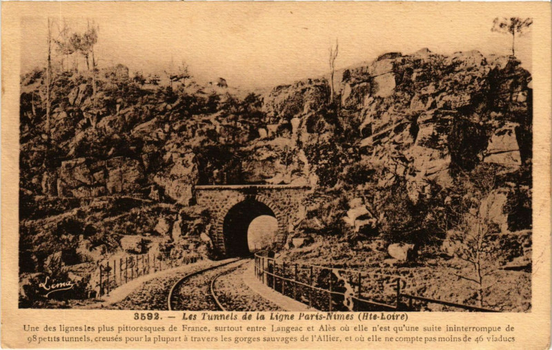 Carte postale ancienne Les Tunnels de la Ligne Paris-Nimes
