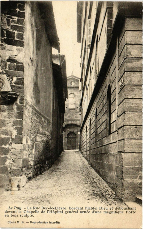 Carte postale ancienne Le Puy - La Rue Bec-de-Lievre