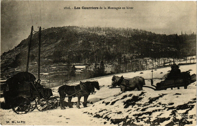 Carte postale ancienne Les courriers de la montagne en hiver