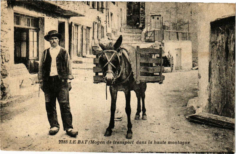 Carte postale ancienne Le bat - Moyen de transport dans la haute