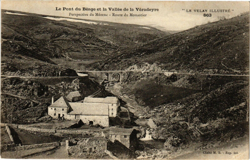 Carte postale ancienne Le Pont du Beage et la Vallée de la Veradeyre - Perspective du