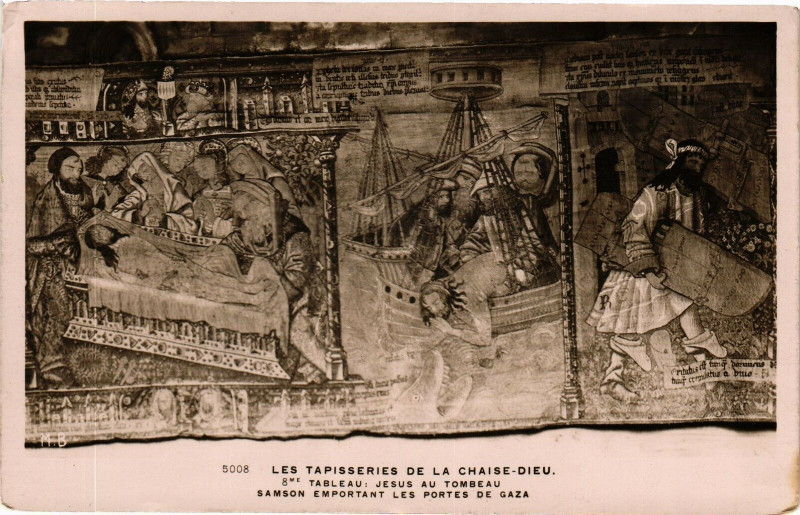 Carte postale ancienne Les Tapisseries de La Chaise-Dieu - 8 Tableau Jesus au Tombeau.. à La Chaise-Dieu