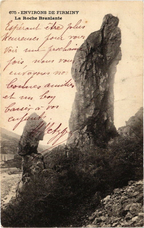 Carte postale ancienne Env. de Firminy - La Roche Branlante