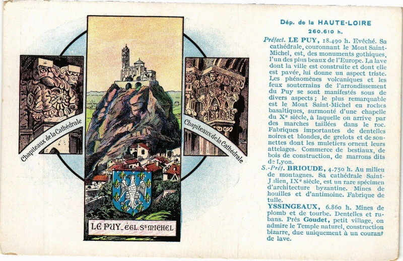Carte postale ancienne Dep. de la Haute-Loire - Prefect Le Puy - Brioude - Yssingeaux à Brioude