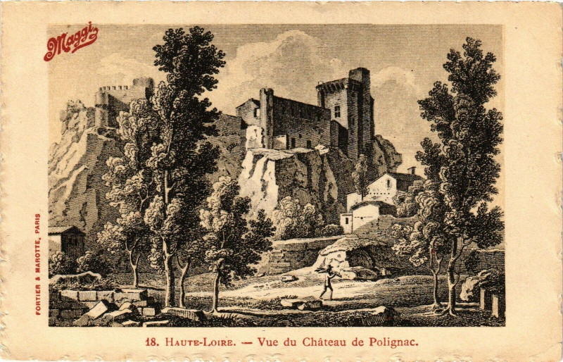 Carte postale ancienne Haute-Loire - Vue du Chateau de Polignac à Polignac