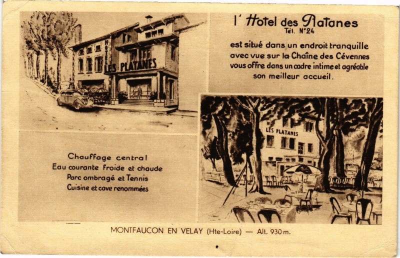 Carte postale ancienne L'Hotel des Ratanes - Montfaucon en Velay (Hte-Loire) - Alt 930m à Montfaucon-en-Velay