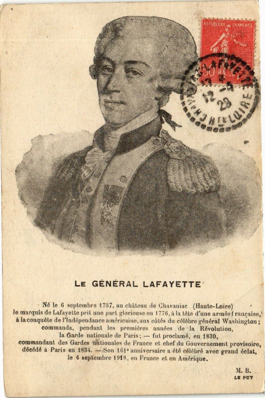 Carte postale ancienne Le General Lafayette