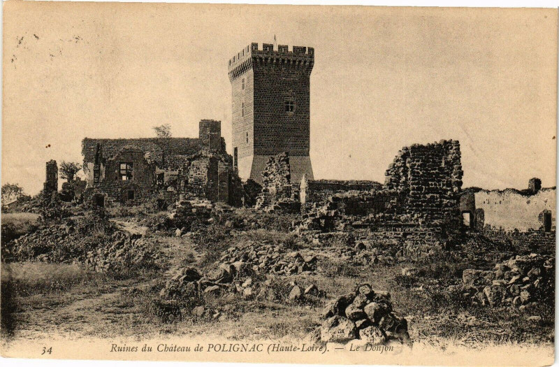 Carte postale ancienne Ruines du Chateau de Polignac (Haute-Loire) - Le Donjon à Polignac