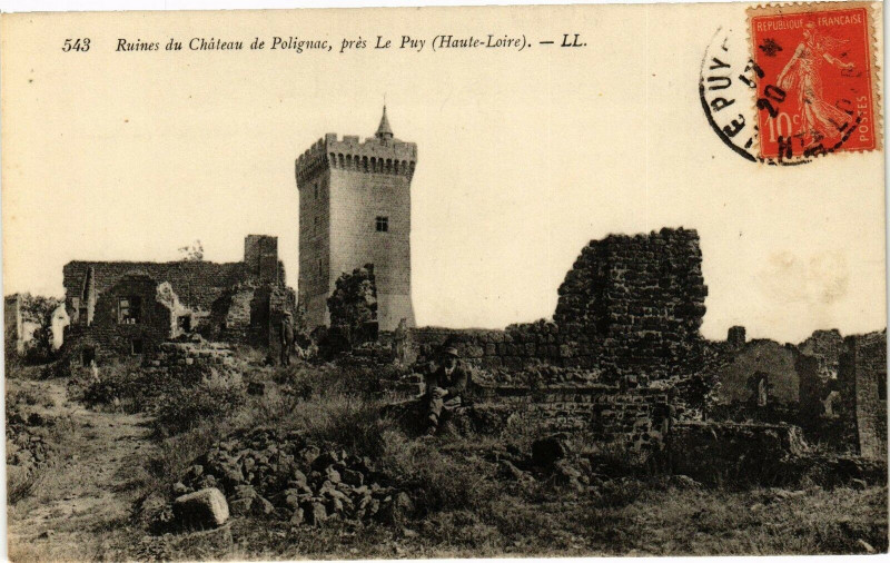 Carte postale ancienne Ruines du Chateau de Polignac Pres Le Puy (Haute-Loire) à Polignac