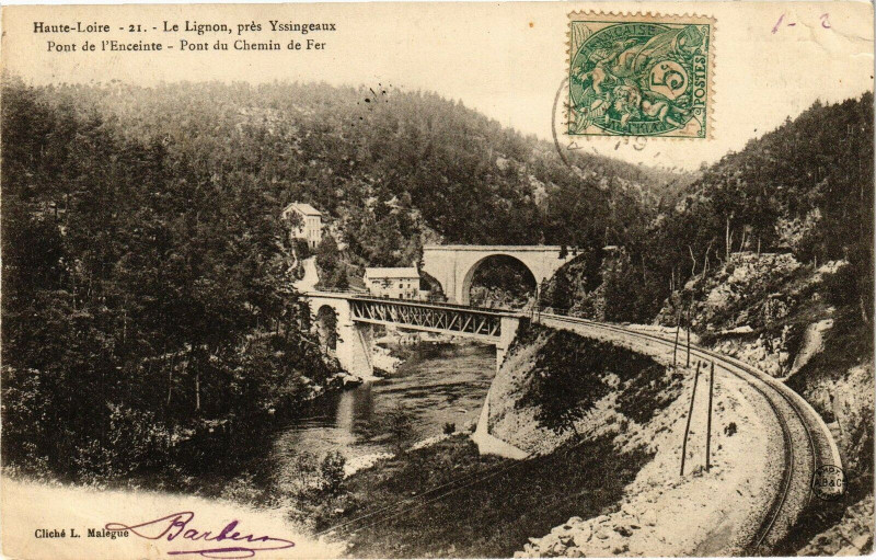 Carte postale ancienne Haute-Loire - Le Lignon Pres Yssingeaux - Pont de l'Enceinte du à Yssingeaux