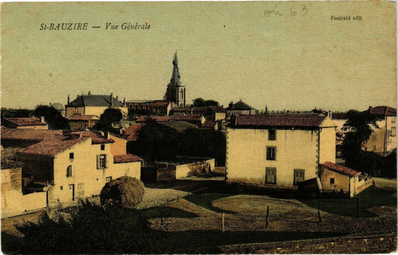 Carte postale ancienne Saint-Bauzire - Vue générale