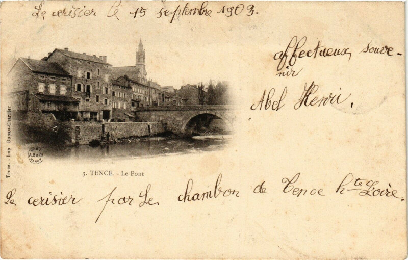 Carte postale ancienne -Tence - Le Pont à Tence