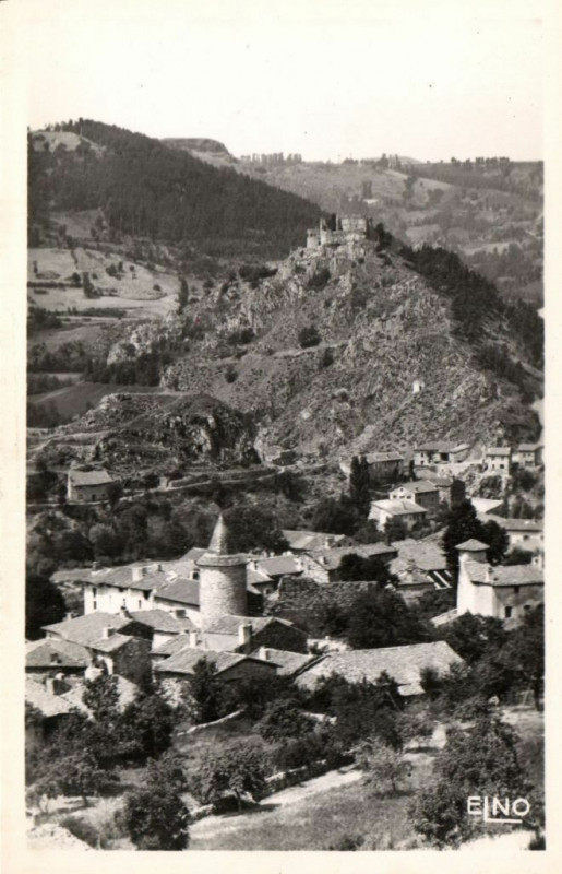 Carte postale ancienne Goudet (Hte-Loire) Vue partielle et le Chateau à Goudet