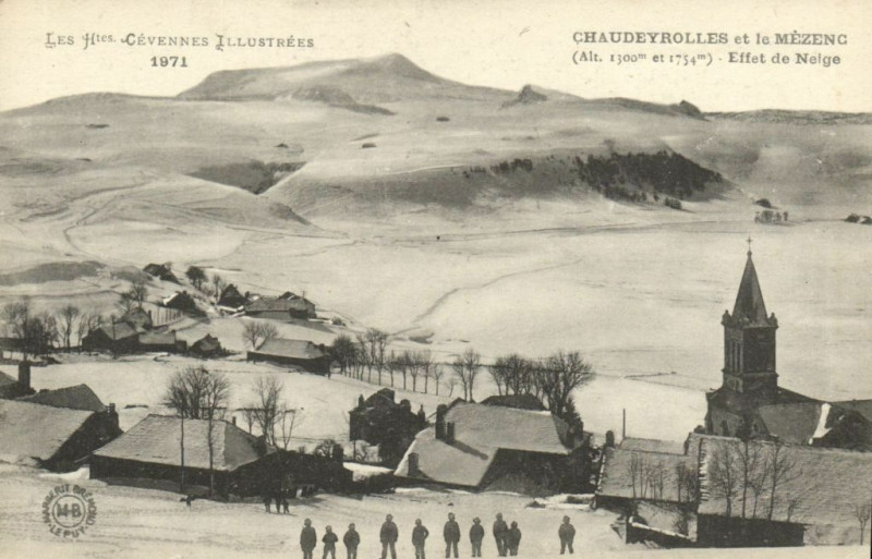 Carte postale ancienne Chaudeyrolles et Mezeng Effect de Neige. à Chaudeyrolles