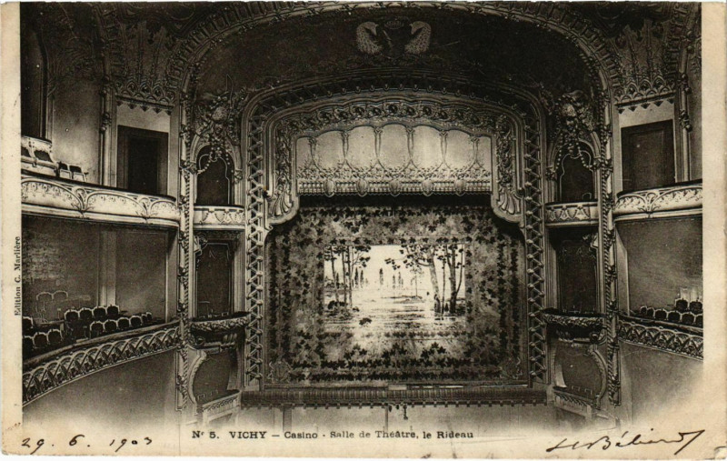 Carte postale ancienne Vichy Casino Salle de Théatre le Rideau à Vichy