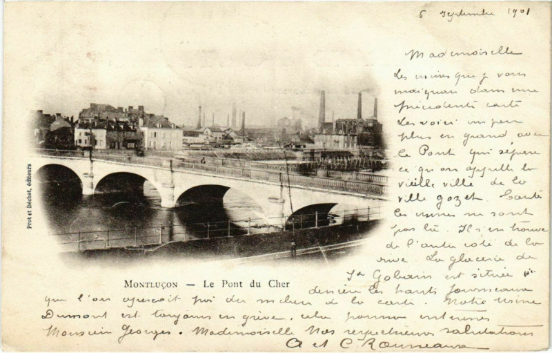 Carte postale ancienne Montlucon Le Pont du Cher à Montluçon