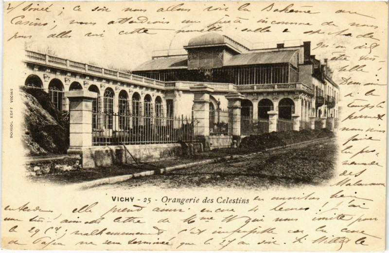 Carte postale ancienne Vichy Orangerie des Celestins à Vichy