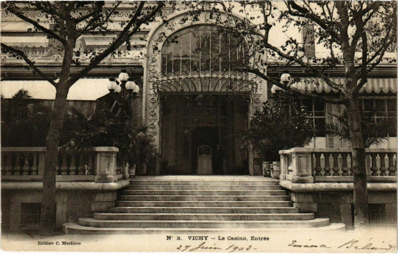 Carte postale ancienne Vichy Le Casino Entrée à Vichy