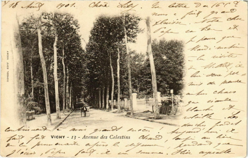 Carte postale ancienne Vichy Avenue des Celestins à Vichy