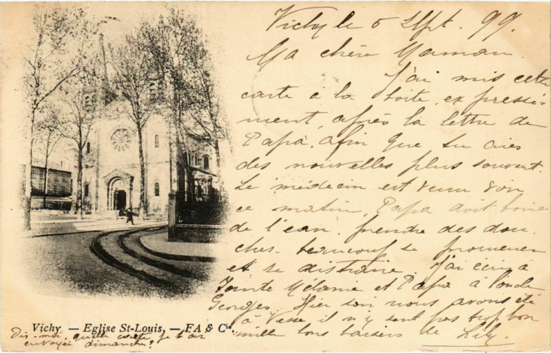 Carte postale ancienne Vichy Eglise St. Louis à Vichy
