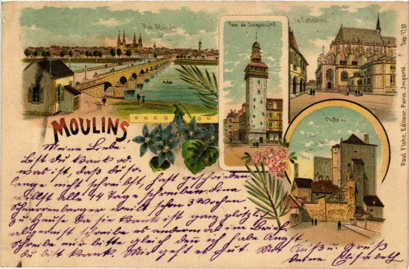Carte postale ancienne Moulins litho à Moulins