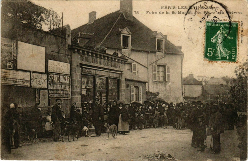 Carte postale ancienne Neris-les-Bains Foire de la St. Martin dite foire aux chevres à Néris-les-Bains