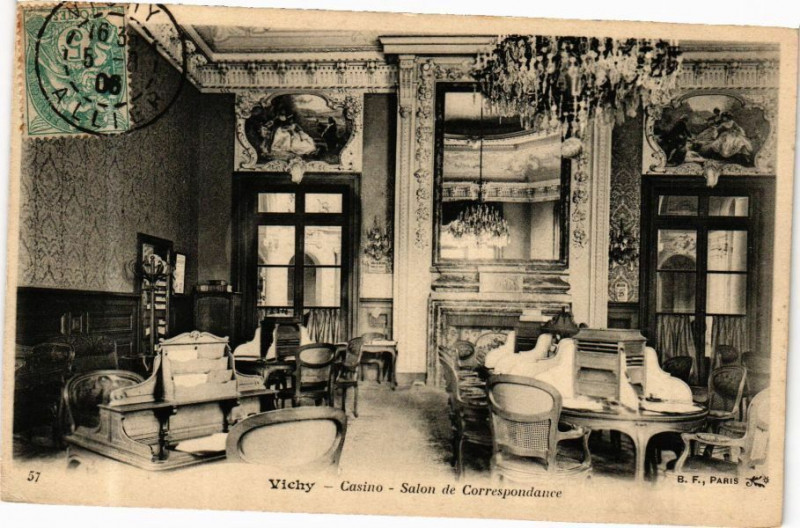 Carte postale ancienne Vichy Casino-Salon de Correspondance à Vichy