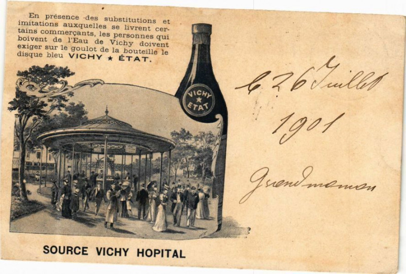 Carte postale ancienne Source Vichy Hopital à Vichy