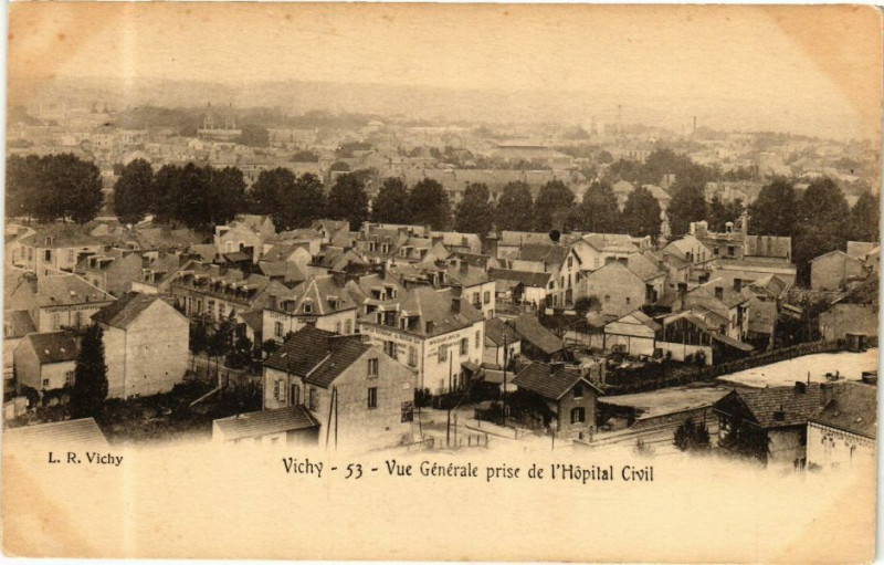 Carte postale ancienne Vichy Vue générale prise de l'Hopital Civil à Vichy