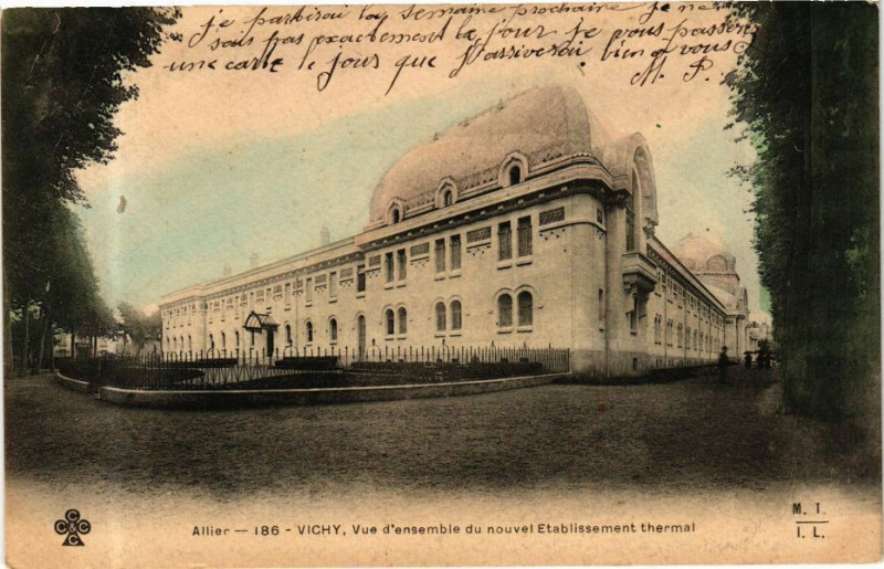 Carte postale ancienne Vichy Vue d'ensemble du nouvel Etablissement thermal à Vichy
