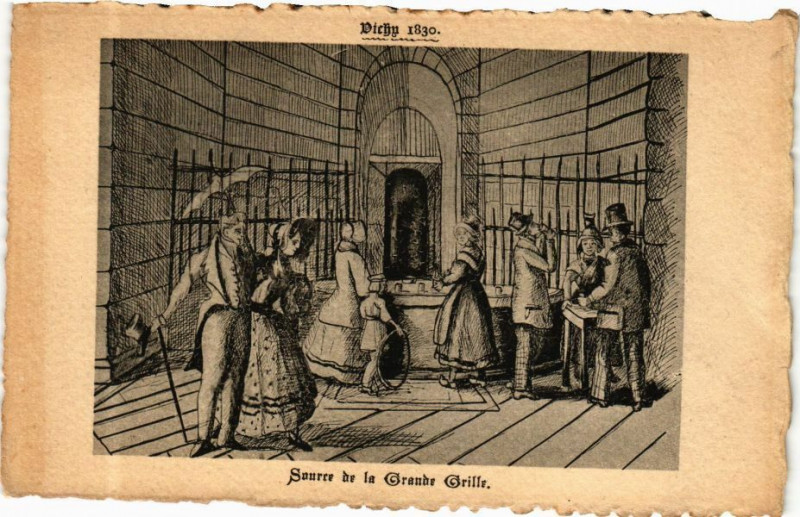 Carte postale ancienne Vichy Source de la Grande Grille à Vichy