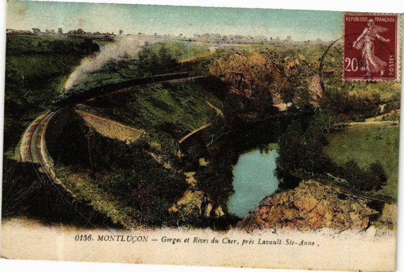 Carte postale ancienne Montlucon - Gorges et Rives du Cher prés Lavault Ste-Anne à Montluçon